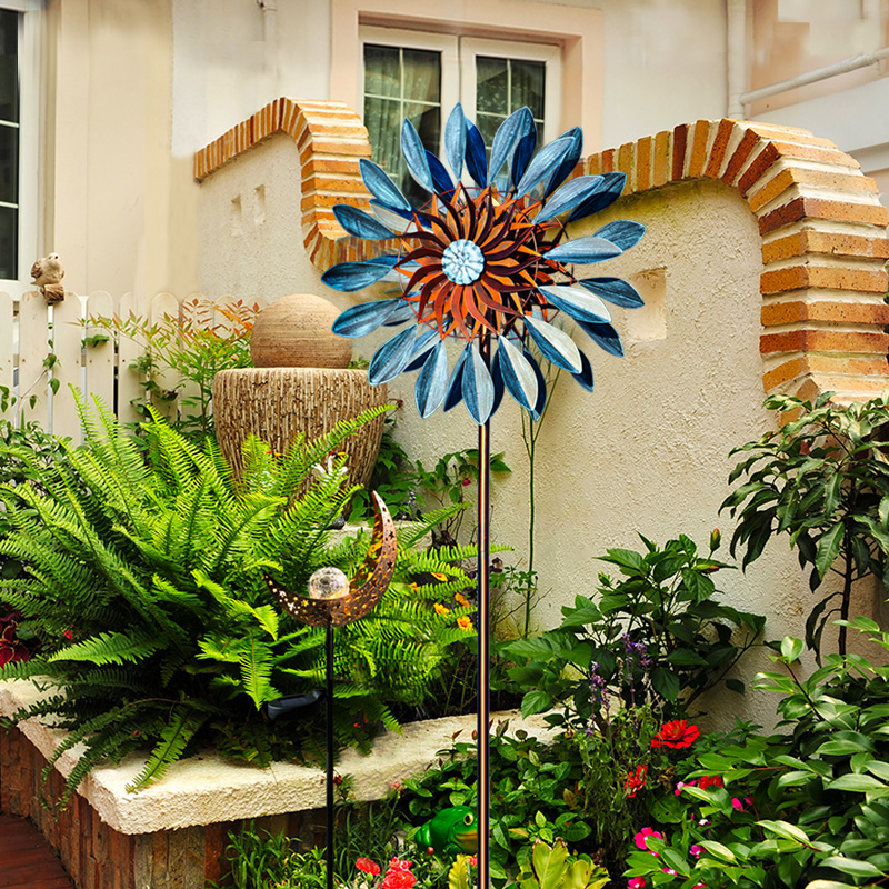 北欧风铁艺风车户外花园装饰摆件别墅阳台幼儿园创意庭院造景布置