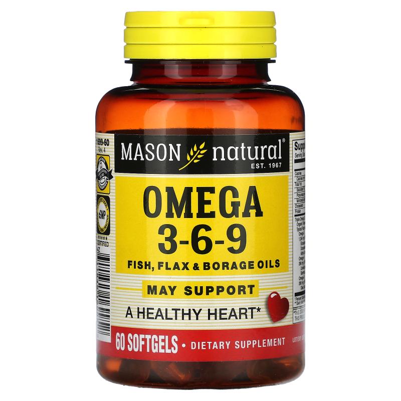 Mason Natural，欧米伽 3-6-9，鱼油、亚麻油