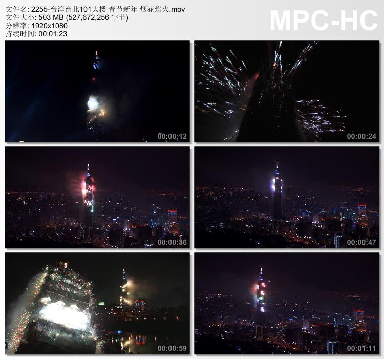 台湾台北101大楼春节新年 烟花焰火 实拍视频素材