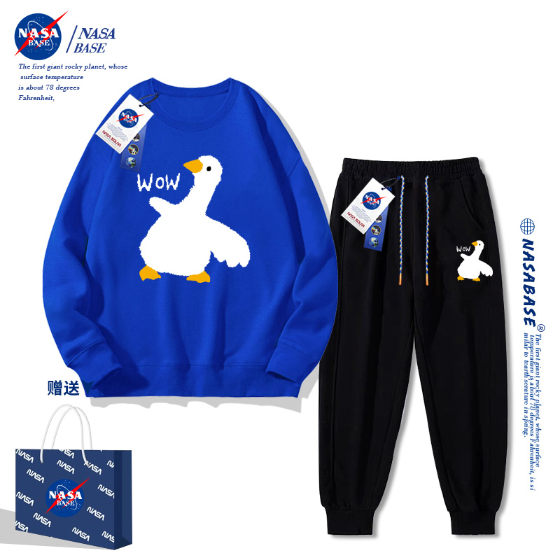 NASA联名克莱因蓝卫衣卫裤套装男女款2023新款潮流秋冬款外套裤子