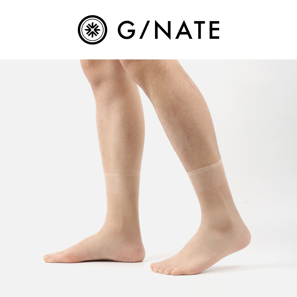 及图GNATE 性感男丝袜超薄日丝无脚跟日本正装男丝袜短筒素面肉色