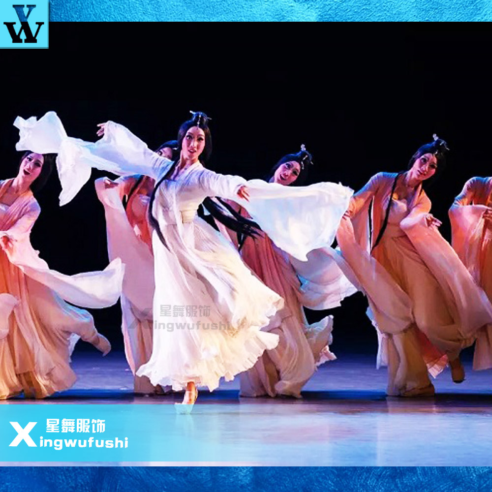 汉唐古典舞洛水佼人舞蹈服装女子艺考古典群舞服饰民族舞蹈服定制