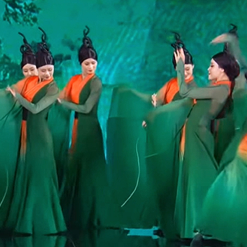 橘颂舞蹈服装屈原服装中国风飘逸裙摆汉唐单边水袖女子群舞演出服
