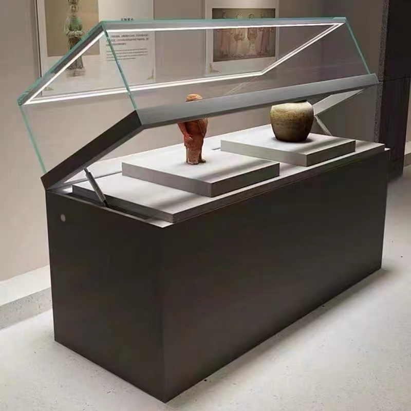 博物馆文物产品展柜书法字画古董展厅玻璃翻盖液压柜收藏珠宝陈列