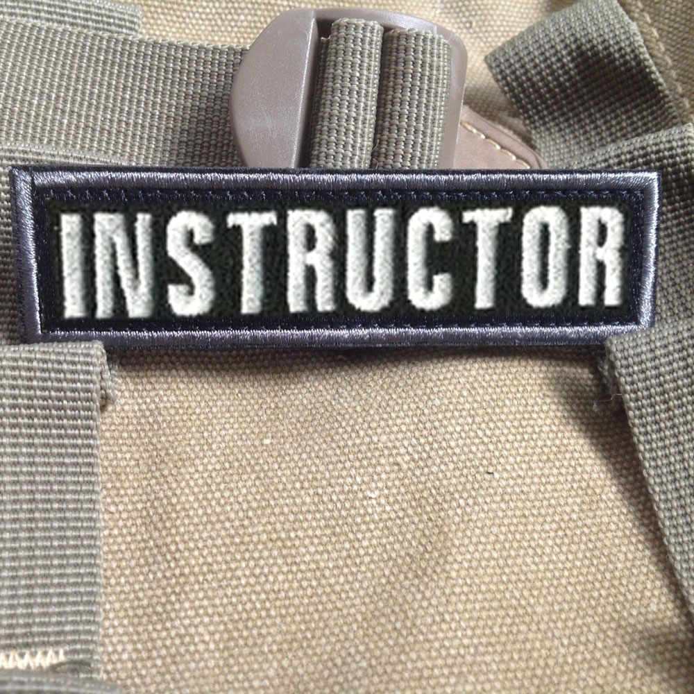 麦迪克风格INSTRUCTOR教练军事战术3D刺绣魔术贴臂章徽章军迷贴黑