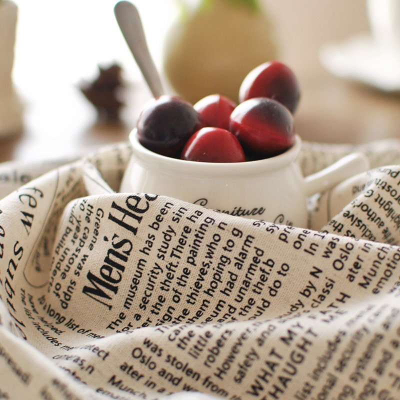 复古字母英文报纸餐巾棉麻布 西餐餐垫 拍摄道具拍照背景 茶巾