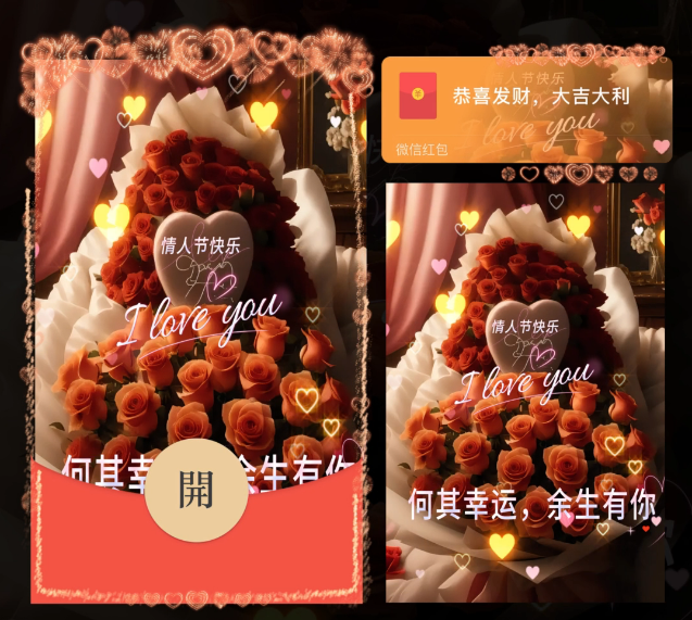 玫瑰花告白情人节新版动态coc微信红包封面序列号新版动态爱情