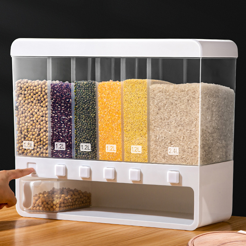 米桶家用五谷杂粮分隔收纳盒分类分格防潮防虫密封面粉储存罐米箱