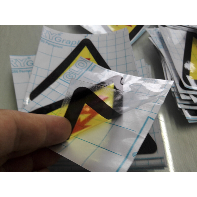 透明不干胶当心触电标识标牌消防三角形闪电标志警示警告电箱贴纸