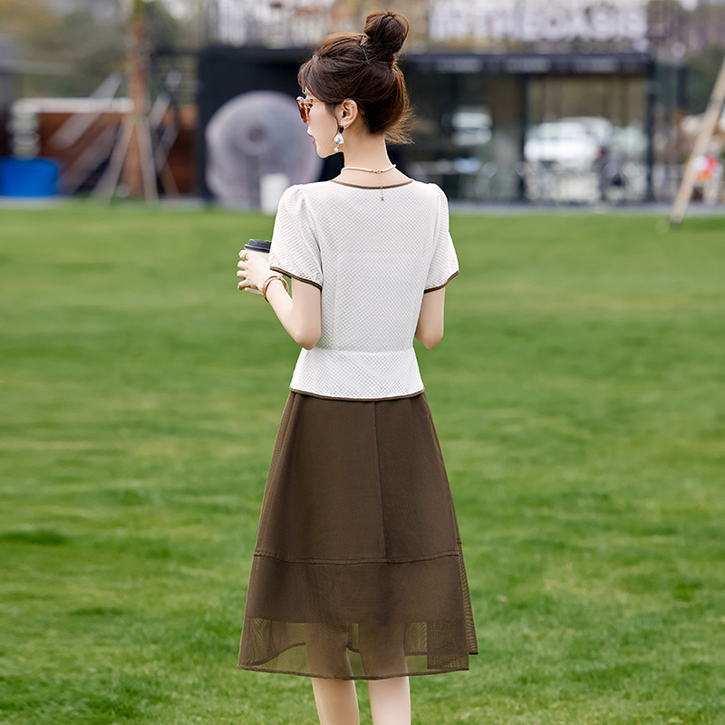 杭州天丝连衣裙子女士夏季小个子时尚品牌假两件套装高端气质旗袍