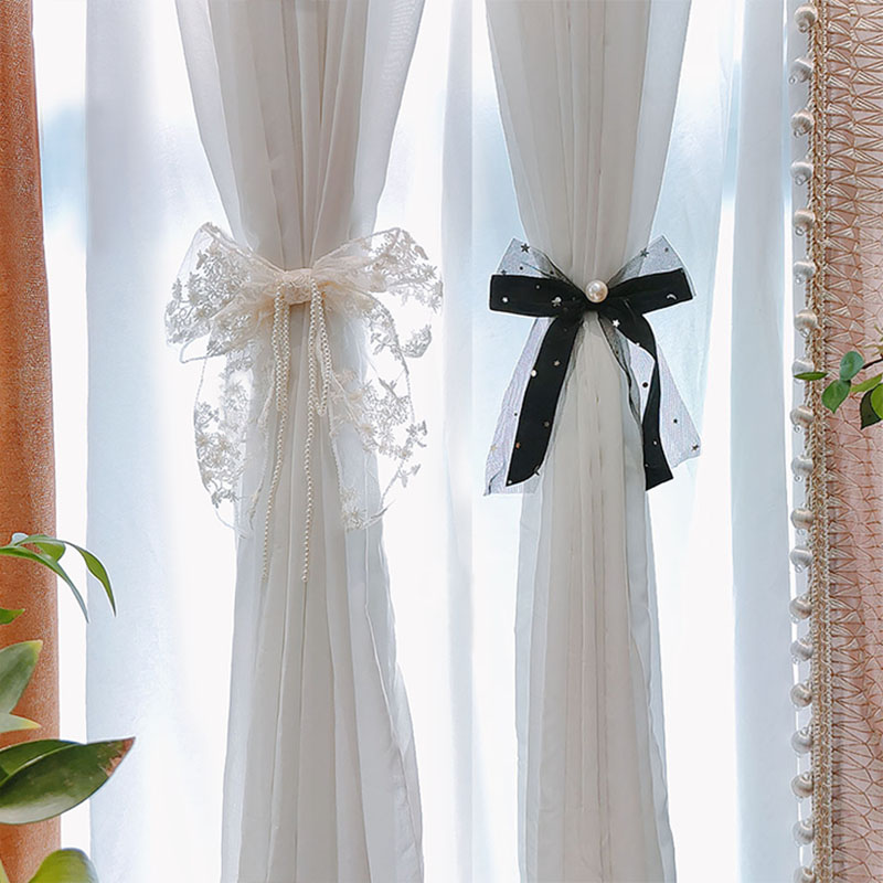 窗帘装饰配件小饰品北欧扎绳点缀花边房间挂件法式蕾丝蝴蝶结绑带