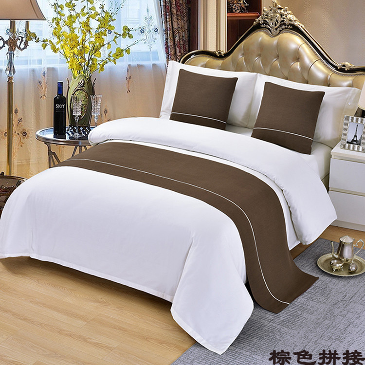 酒店样板房纯色轻奢床上用品床旗北欧现代简约素色民宿床尾巾床盖