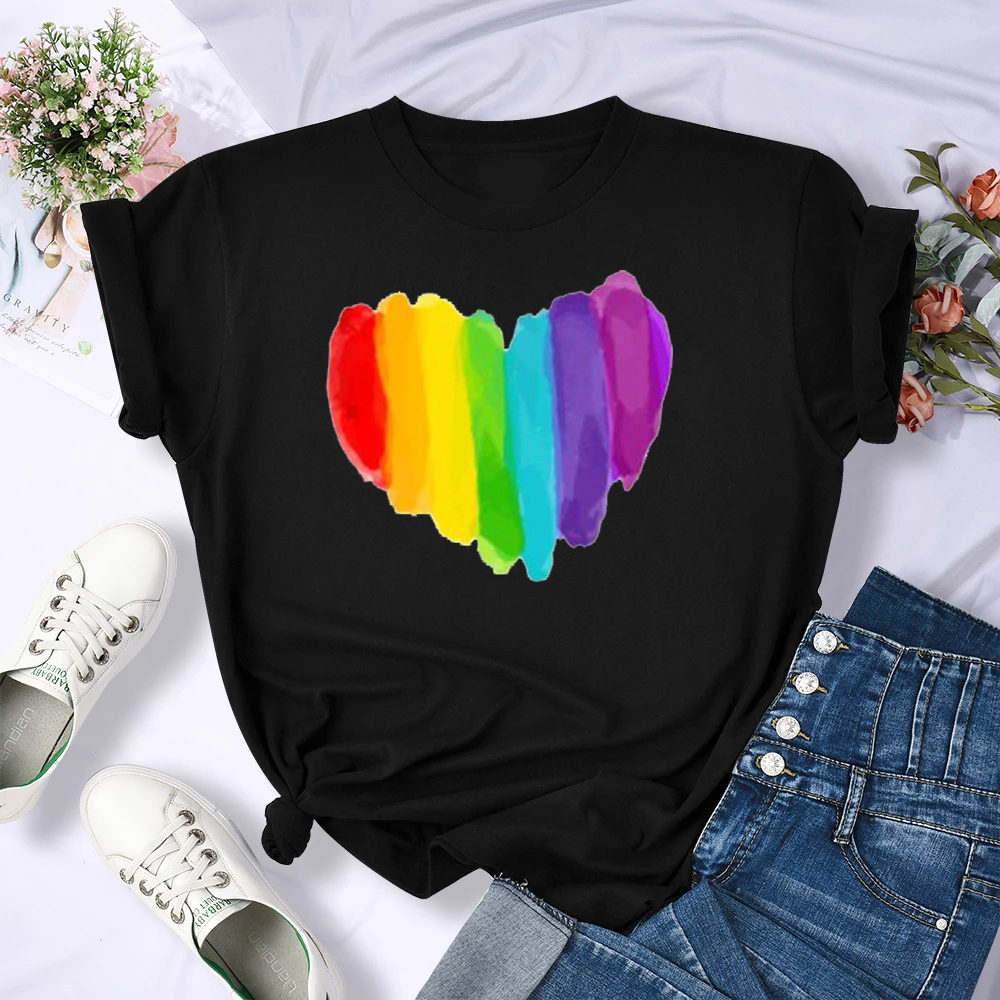 Rainbow Love is Love Tshirt 休闲彩虹LOVET恤短袖大版体恤衫