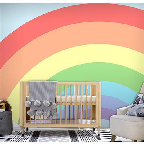 3D小清新彩虹云朵墙纸母婴店背景墙布游乐园儿童少女心卧室房壁纸
