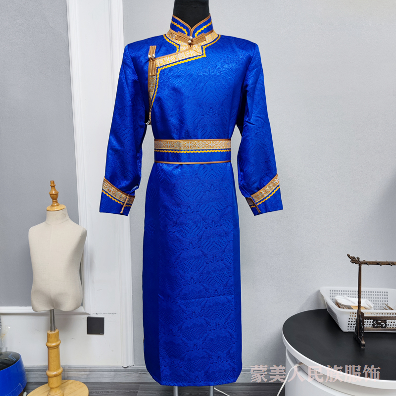 蒙古族服装男蒙古袍长袍传统蒙古服演出表演少数民族风舞蹈服演出