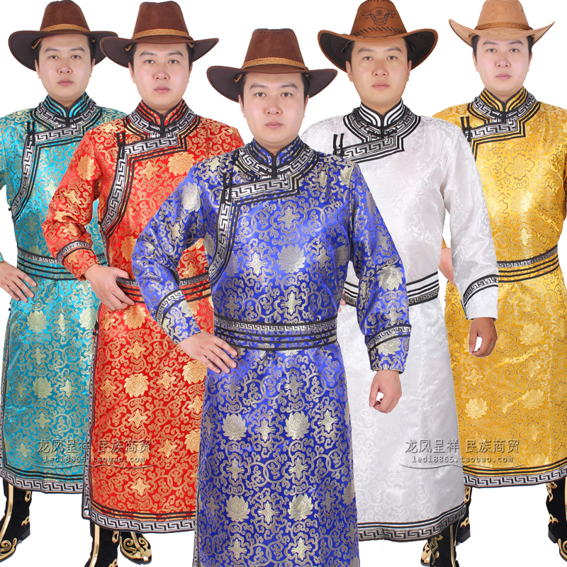 男士蒙古袍成人蒙古族舞蹈演出服蒙古衣服传统长袍蒙古婚礼日常服