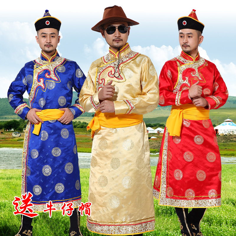 蒙古族男装演出服少数民族日常蒙古长袍摄影婚礼民族舞蹈表演服饰