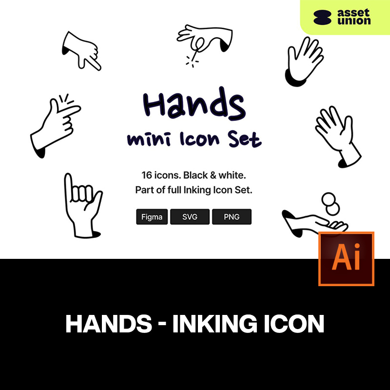 16款趣味草图手绘手指手势动作手语插图插画icon线性图标设计素材