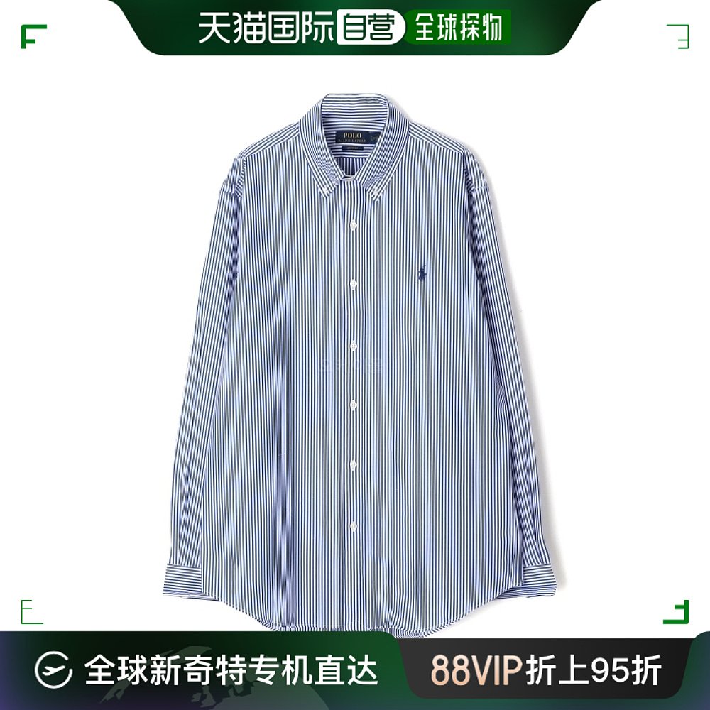 韩国直邮Polo Ralphlauren衬衫男女同款蓝色系扣短款休闲外穿柔软