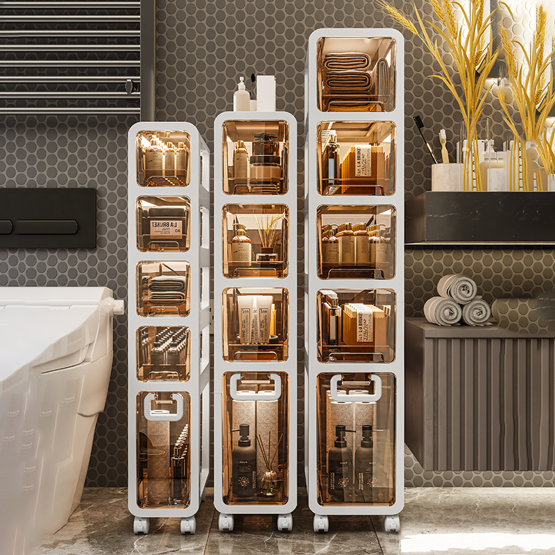 夹缝收纳柜家用抽屉式卫生间超窄缝边储物柜厨房塑料移动置物架子