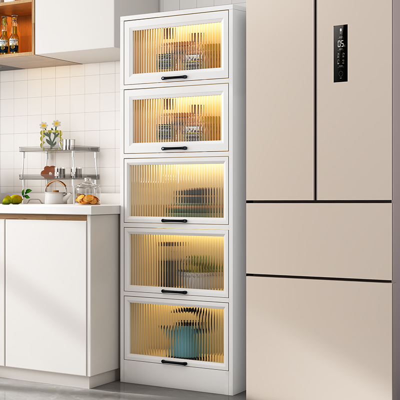 厨房夹缝柜简约多层落地置物柜角架冰箱缝隙柜长虹玻璃门