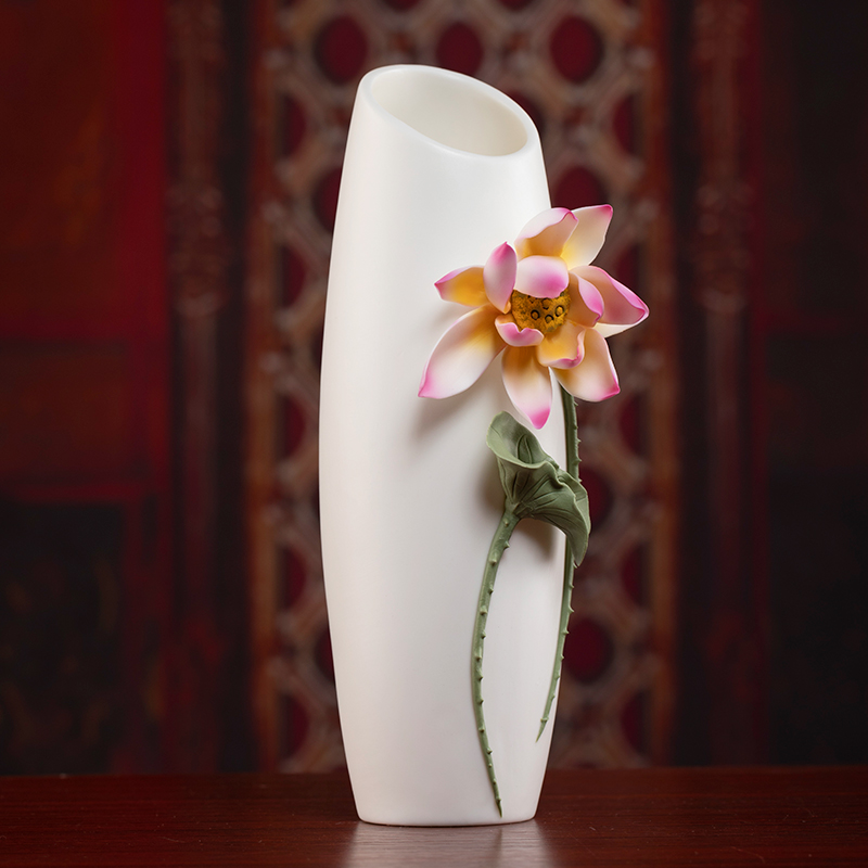 陶瓷佛前供花瓶插香筒供奉观音菩萨花瓶供佛家用客厅摆件