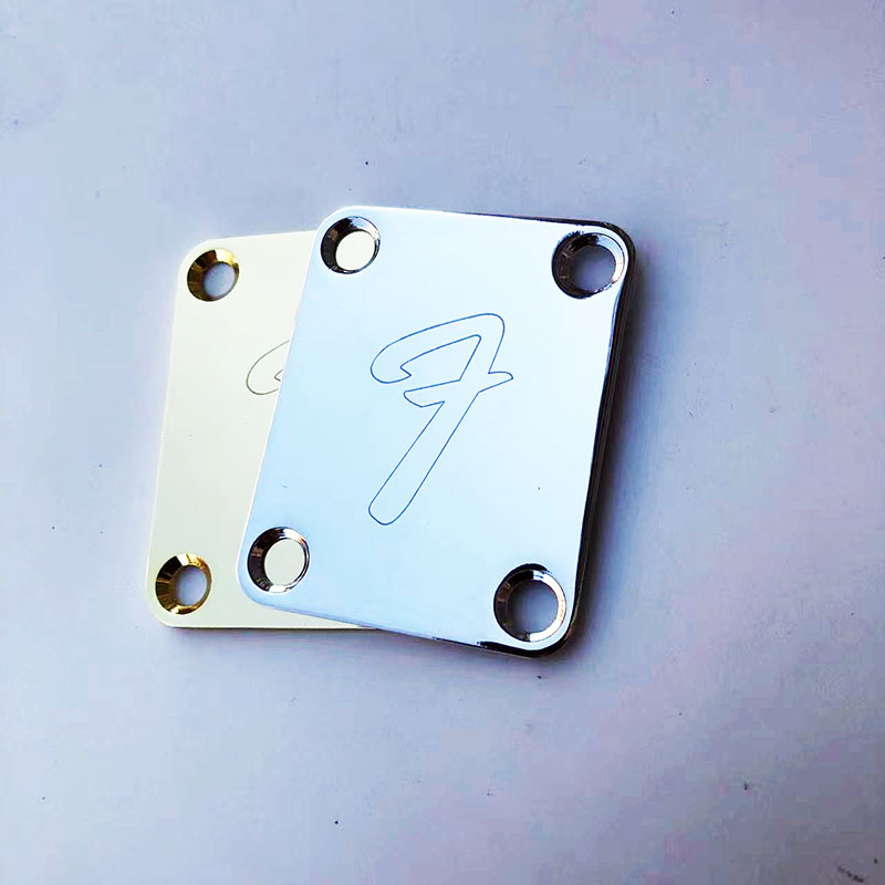电吉他Fender吉他激光大F logo连接板 金银色钢牌加强板带螺丝