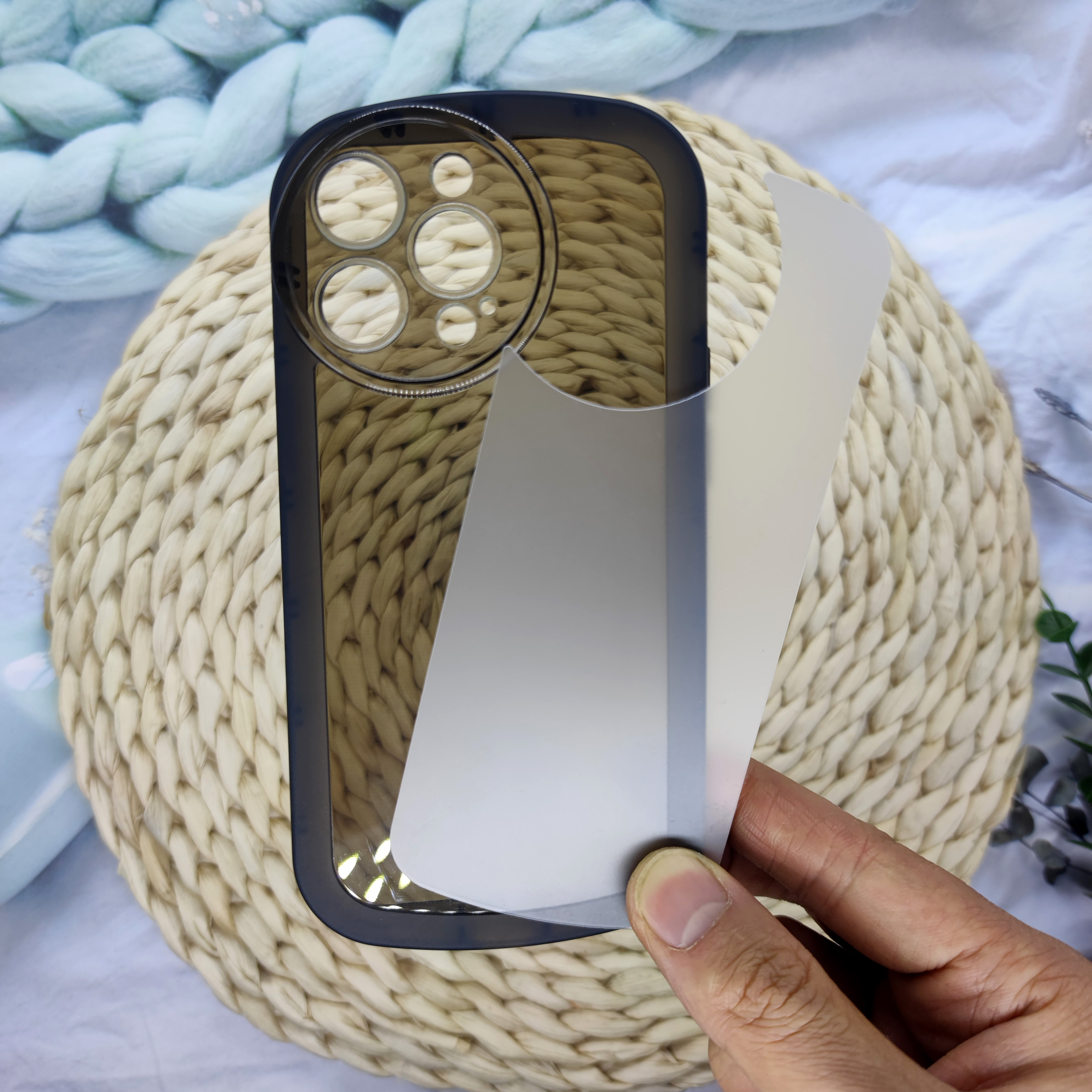 大眼睛透明手机壳空白凹槽磨砂亚克力Diy图片打印素材壳苹果系列