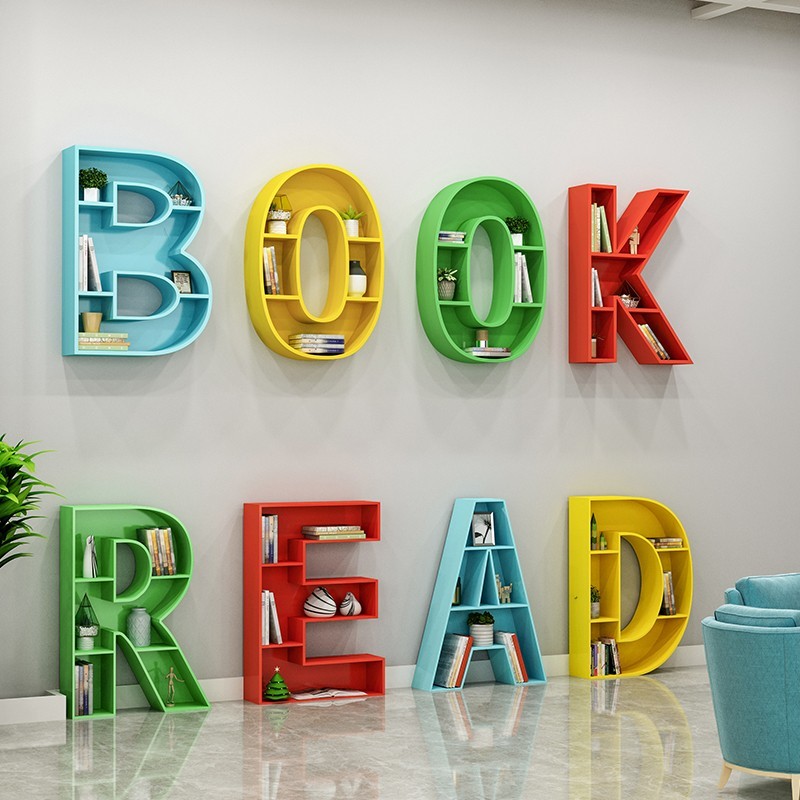 字母书架创意落地动物造型置物架学校办公区壁挂英文拇指儿童书柜