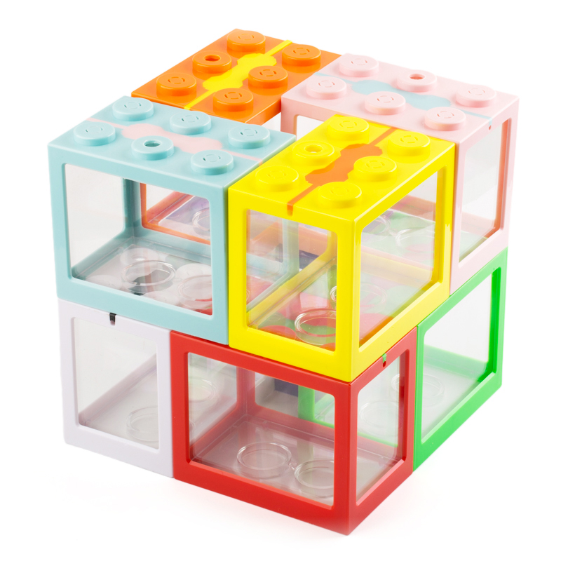 第二代中号叠加积木盒鱼缸微景缸创意设计小型盒宠物无灯空缸组合