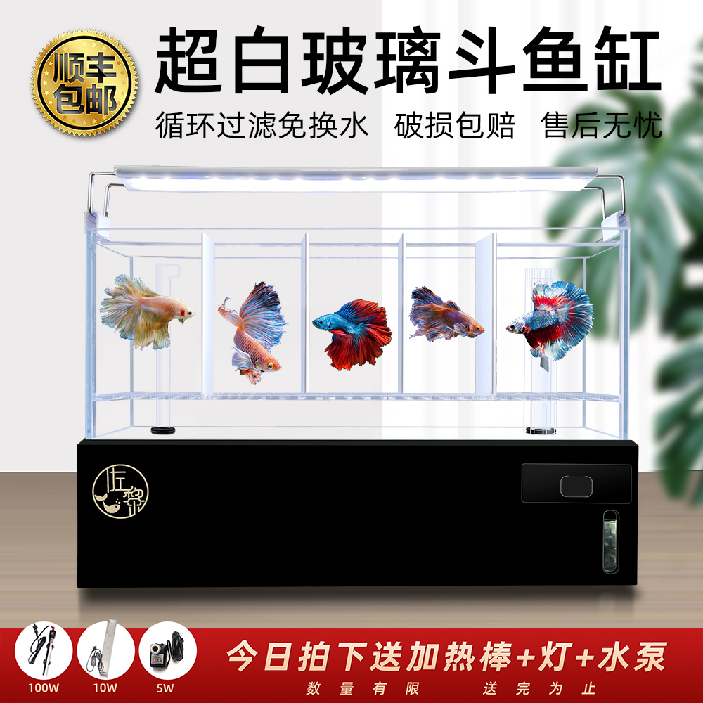 泰国斗鱼专用玻璃缸多格排缸底过滤整套组缸系统缸懒人鱼缸免换水