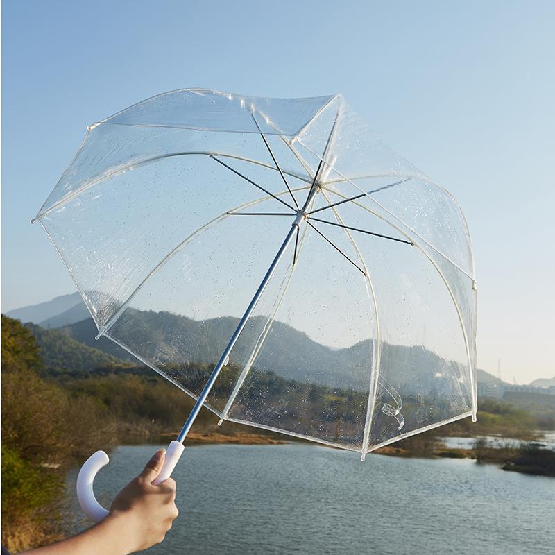厂家现货印logo阿波罗拱形PVC透明伞 儿童成人礼品蘑菇伞