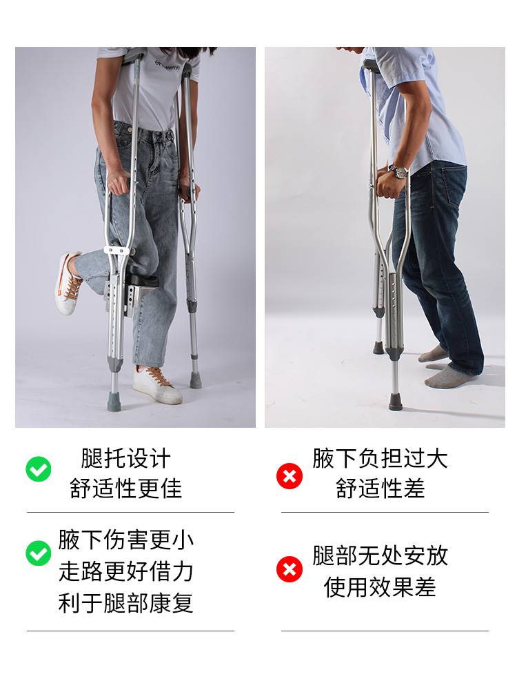 新型腋下拐杖骨折年轻人助步器拐柜老人手杖防摔倒单拐扙防滑专用