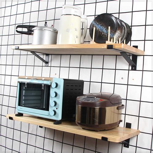 烤箱置物架微波炉实木壁架搁板木板置物板电烤箱厨房隔板墙上架子