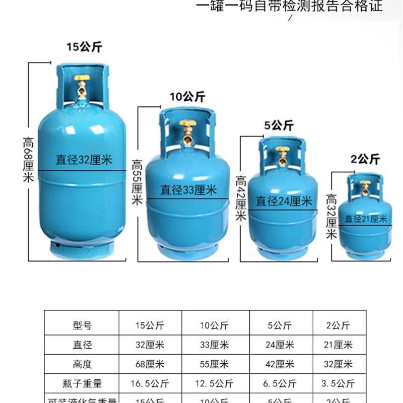 煤气罐液化气罐钢瓶天然气罐小罐空罐家用户外野餐2/5/10/15公斤