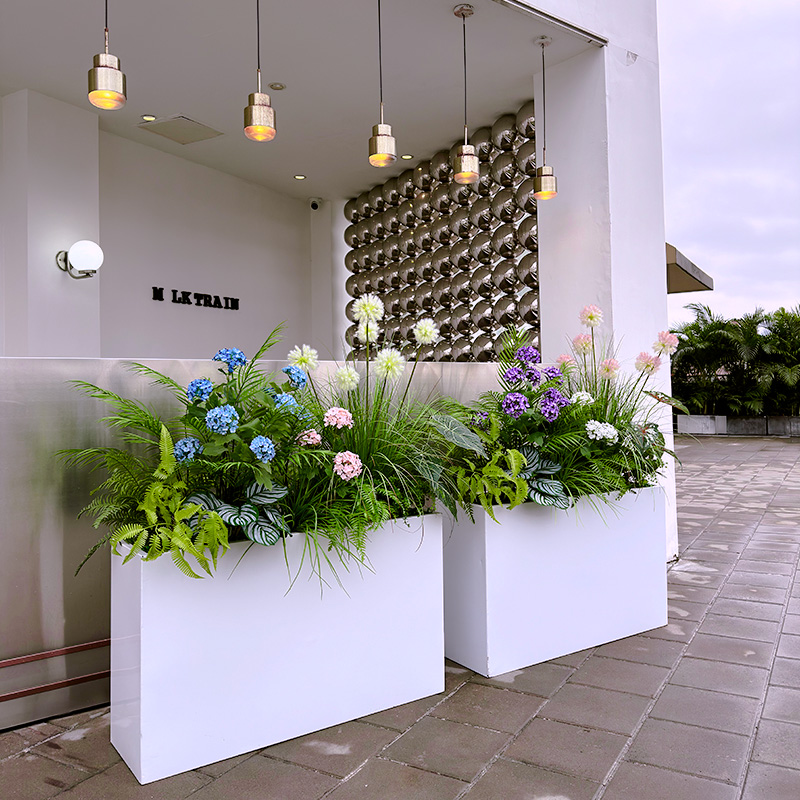 wo+仿真绣球花箱搭配绿植景观阳台室外商业街商场咖啡厅装饰摆放