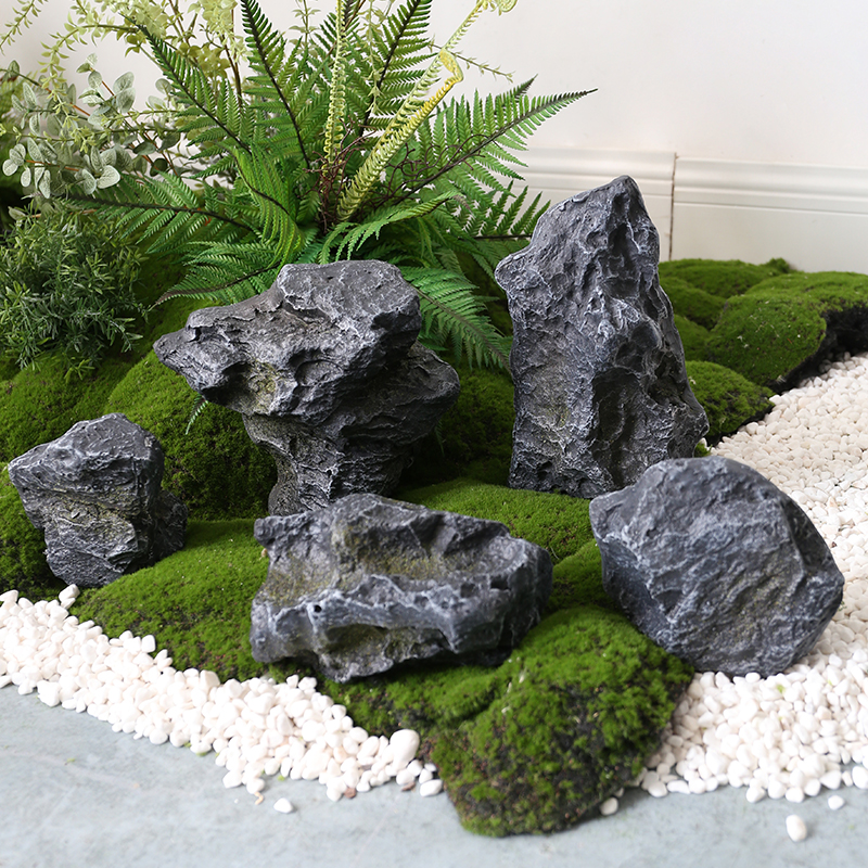 花尔新款仿真石头摆件庭院绿植造景假石头布置微景观拍摄道具装饰