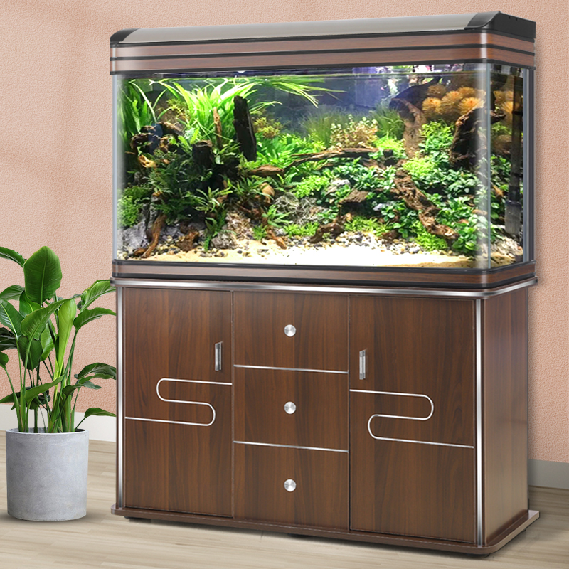 松宝桌面鱼缸中小型一米大型热弯玻璃家用客厅金鱼缸带造景水族箱