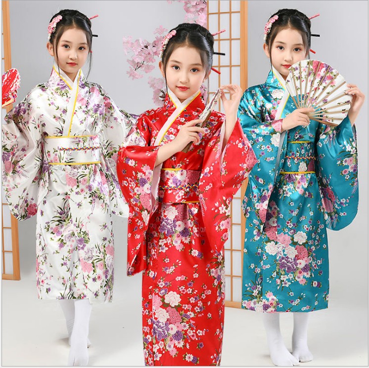 儿童日本和服传统cos演出日服式浴衣睡袍小学生表演夏天女童睡衣