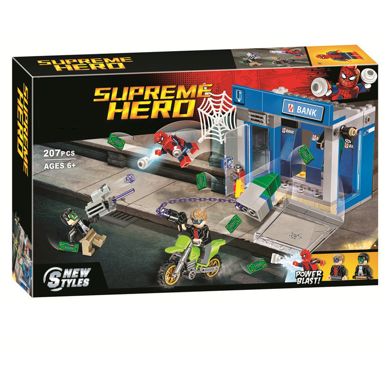 超级英雄蜘蛛侠ATM自助银行劫案之战76082男孩拼装积木玩具10742