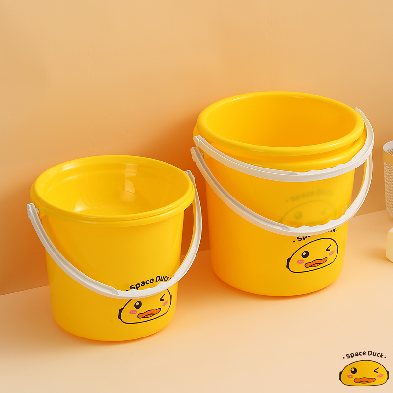 小黄鸭卡通可爱小水桶塑料家用加厚储水圆耐手提大号宿舍洗衣脸盆