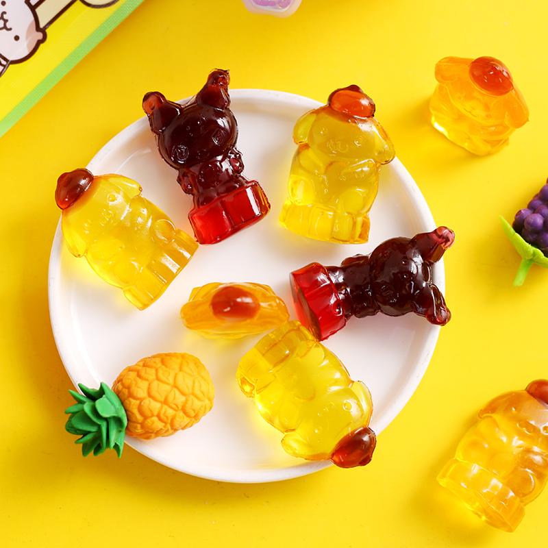 KUROMI4d果汁软糖酷洛米星之卡比卡通菠萝葡萄苏打味水果糖果零食