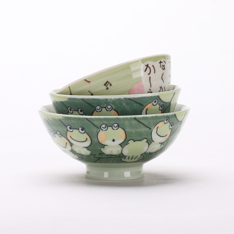 日本卡通碗亲子碗原装进口陶瓷米饭碗釉下彩工艺可爱小青蛙图案