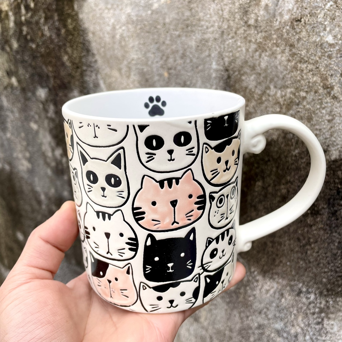 好多猫咪手绘图案陶瓷马克杯卡通大容量办公室牛奶情侣水杯咖啡杯