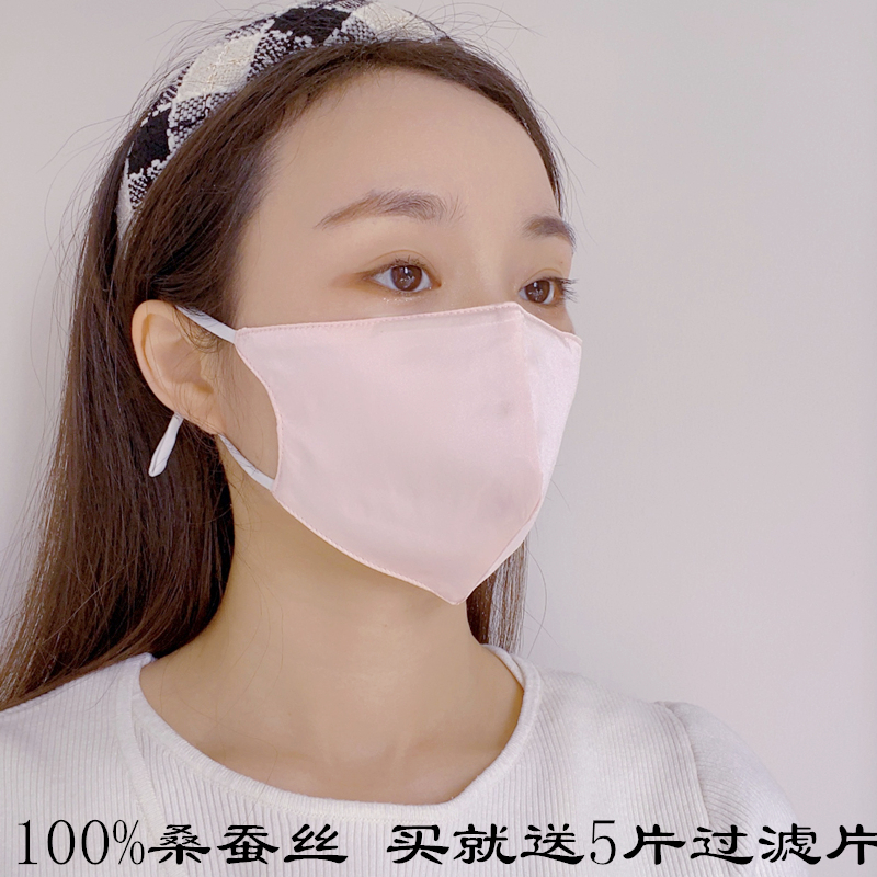 立体100%真丝口罩双层22姆米易呼吸配一次性PM2.5活性炭过滤成人