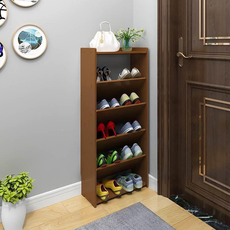 （咖啡色无雕花）超薄鞋柜家用门口窄17cm简易省空间大容量小鞋架