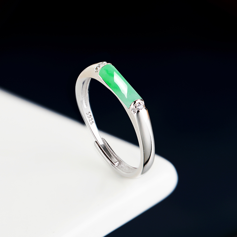 新款S925纯银戒指空托方小众设计男女戒托镶嵌翡翠玉石绿松石 3*8