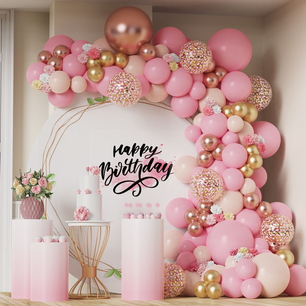 少女心粉色气球链条套装女生18岁生日布置房间装饰用品派对节日