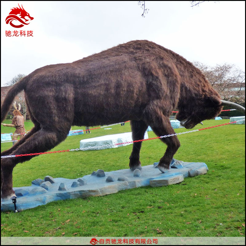 大型仿真犀牛雕塑长毛犀电动仿真机械动物模型定制可动机模装置