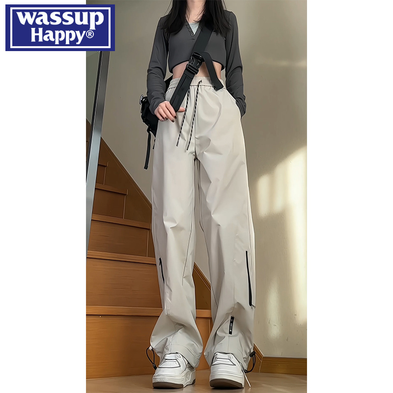 WASSUP HAPPY冲锋裤男夏季美式vibe机能薄款防风防水登山工装裤子